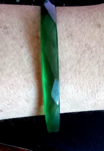 Vintage Green Jade Bangle Bracelet Glassy Translucent Faceted Jadeite - Picture 1 of 8