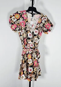 Forever 21 Floral Print Mini Wrap Dress - Multicolored - SZ S - Picture 1 of 9