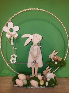 ❤️ LED Osterkranz Deko Moosbild  Leuchtring Moos Osterhasen Osterkranz Tischdeko - Bild 1 von 6