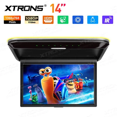 XTRONS 14" FHD Screen Car TV Roof Monitor 1080P HDMI Stereo Speakers Mirror Link - Image 1 of 4