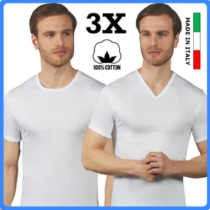 Set 3 maglia intima uomo cotone scollo a V maglietta girocollo t-shirt intimo da - Imagen 1 de 1