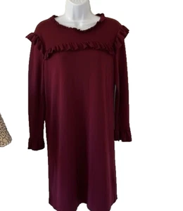 Philosophy Long Sleeve Burgundy Dress with Ruffle Detail Petite Medium PM - Picture 1 of 10