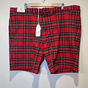 Castaway Nantucket Men's CISCO SHORT Stretch Twill Royal Stewart Tartan Red NWT - Picture 1 of 9