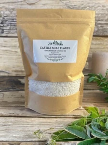 Copos de jabón de Castilla gentil sin perfume - 4 tazas/bolsa de 13,5 oz 100 % aceite de coco - Imagen 1 de 1