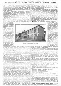 AUXERRE ( 89 ) BOURSE D' AGRICULTURE / MUTUALITÉ / ADP DE J. GUÉNIER 1927 - Bild 1 von 2