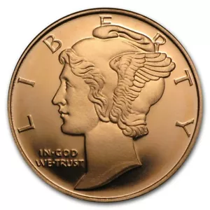 Lot of 100 - 1 oz Copper Round - Mercury Dime - Picture 1 of 2