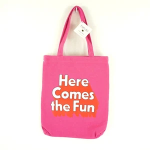 Ban.do Tote Bag "Here Comes The Fun", Pink Canvas, 14" x 11, Bando - Picture 1 of 3