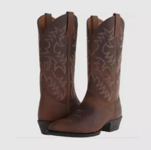 Men Vintage Pull On Mid Calf Boots Men Riding Comfortable Wide-Calf Western Boot - Picture 1 of 26