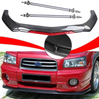 Front Bumper Lip Spoiler Splitter Strut /Rod Carbon Fiber For Subaru Forester Foto 1 de 4