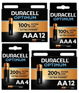 DURACELL OPTIMUM AA & AAA EXTRA POWER ALKALINE BATTERIES LR03, LR6 LONG EXP 2031 - Picture 1 of 9