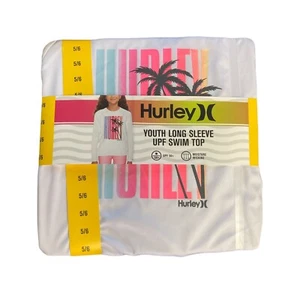NWT Hurley Youth Girl's Long Sleeve UPF 50+ Moisture Wicking Swim Top White 5/6 - Picture 1 of 1
