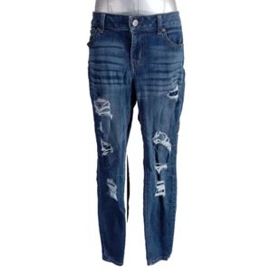 Maurices Jeans 12 Reg Dark Wash Denim Destroy Distress Taschen Stretch Skinny - Bild 1 von 6