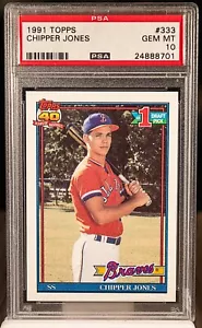 54888701 CHIPPER JONES 1991 Topps 333 RC Rookie PSA 10 - Picture 1 of 2