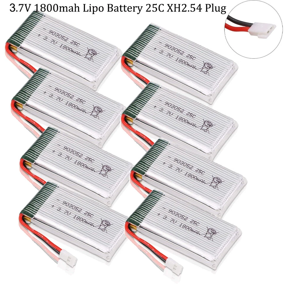 1800 mAh 3,7 V LiPo-Akku (25C) mit XH2.54-Stecker + USB-Ladegerät für RC-Drohne - Bild 1 von 4