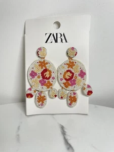 New ZARA Multicolor Earrings Beaded Dangled Statement Aesthetic Floral Y263J - Picture 1 of 9