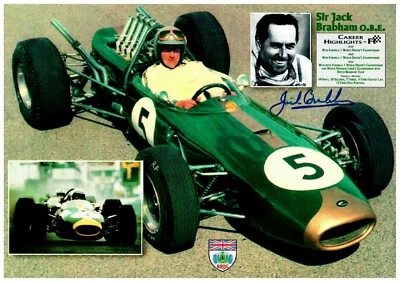 Jack Brabham Sir Jack O.B.E. Formula 1 Driver 8.25x11.75 Color Photo PSA COA - Image 1 of 4