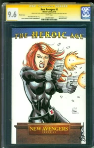 New Avengers 1 CGC SS 9.6 Black Widow Original sketch art Variant 8/10 - Picture 1 of 5