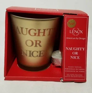 Vela de luz de té navideña Lenox American By Design traviesa o bonita nueva en caja - Imagen 1 de 3
