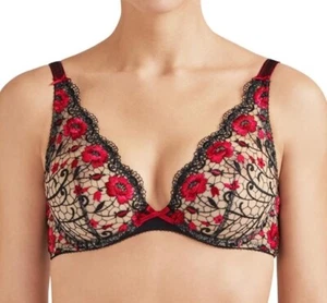 Aubade Paris Fievre Andalouse QC12 Plunging Underwire Triangle Bra Lingerie 30D - Picture 1 of 14