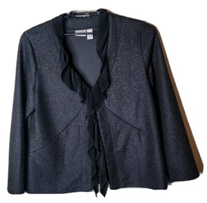 Chico's Size 3 Women's Black Ruffle Open Front Cardigan Size XL Artsy t15 - Picture 1 of 7