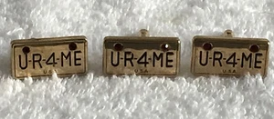 U R 4 ME USA License Plate Swank Cufflinks & Tie Tack Gold Tone Red Jewels - Picture 1 of 5
