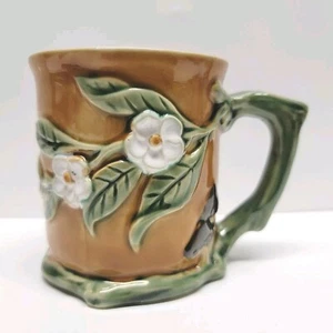 Taza mayólica nueva de colección de colección seta flor vid Wan Jiang China 1991 - Imagen 1 de 6