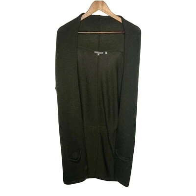 Cárdigan Vince Mujer XS Verde Frente Abierto Chal Cuello con Bolsillos Lana Llama Foto 1 de 4