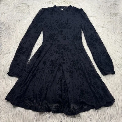 Платье American Rag женское S черное бархатное выгорание сетка покрой с широкой юбкой готическое ведьма - Изображение 1 из 4