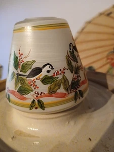 Holiday Candle GLOBE Transfer Birds/Holly/Berry 2.25" Entry Lip X 3"H x 4" - Picture 1 of 9