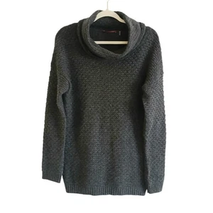 Suéter Cashmere 100 % cachemir para mujer gris medio cuello alto texturizado - Imagen 1 de 5