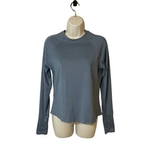 Under Armour Fitted Long Sleeve Top Womens Small Gray Blue Workout Layer - Picture 1 of 7