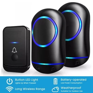 Campanelli per porta wireless impermeabili 1000 piedi spina a lungo raggio flash LED 2 ricevitori - Foto 1 di 23