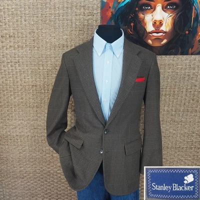 Abrigo deportivo Stanley Blacker para hombre talla 38 R marrón negro y lana pata de gallo oxidada Foto 1 de 4