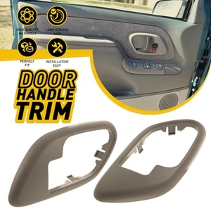 Inside Interior Door Handle Trim Tan Bezels Pair Set NEW for Chevy GMC Truck EAC - Picture 1 of 9