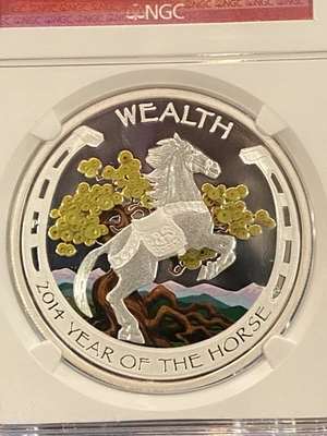 2014 Tuvalu Year of the Horse "Wealth" Silver $1  Early Release PF70 Ultra Cameo - Image 1 of 4