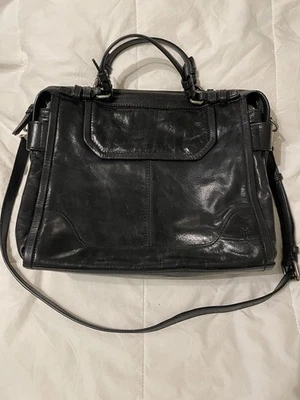 Bolso de Mano Frye Cuero Mel Doble Asa Cartera Bandolera Correa Negro Foto 1 de 4