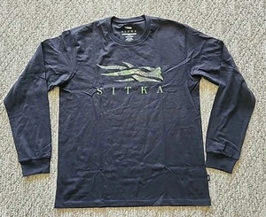 New Sitka Gear Long Sleeve Graphic T-Shirt Men's Black Camo Logo Sz Large L - Picture 1 of 10