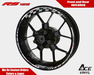 Aprilia RS 125 Wheel Decals Rim Stickers | RS125 Vinyl Rim Graphics Set - Image 1 of 4