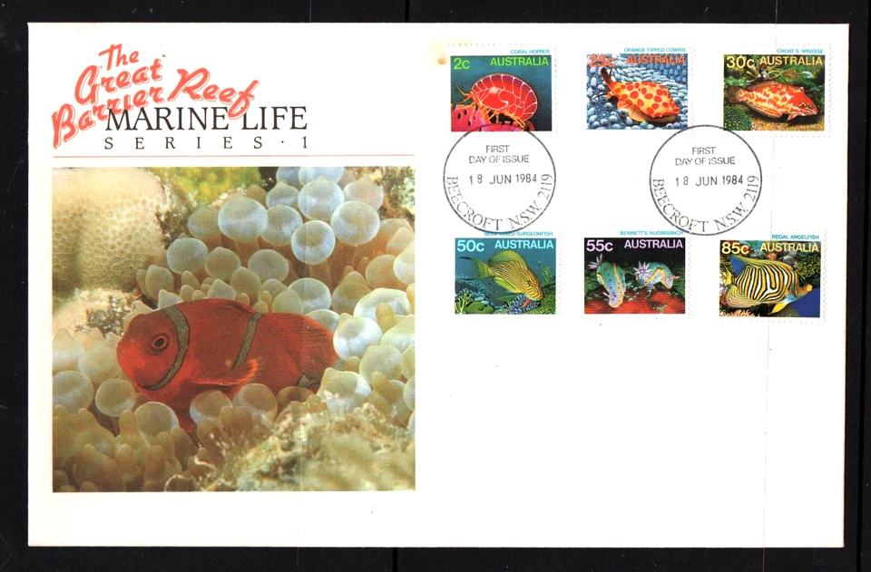FDC " THE GREAT BARRIER REEF, MARINE LIFE, SERIES I " AUSTRALIA 1984 - image 1 of 1