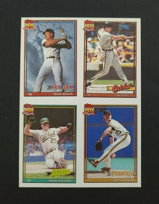 Panel sin cortar Cracker Jack Topps 1991 - Cal Ripken Jr, Wade Boggs, McGwire, Drabek Foto 1 de 2