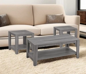 Set of Three 42" Gray Coffee Table With Shelf - Picture 1 of 11