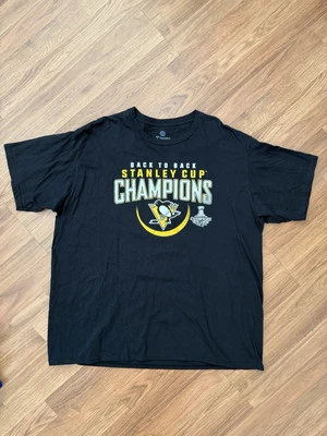 🔥 Pittsburgh Penguins 2017 Back To Back Stanley Cup Champions Shirt Large L - Imagem 1 de 4