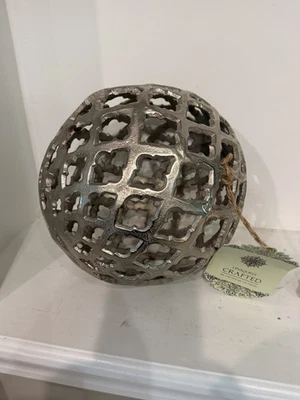 Artisan - Silver Aluminum Metal 6 in. Cut Out Orb Silver - Image 1 of 2