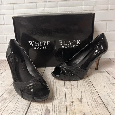 Tacones Mirilla Serpiente Charol Negro Cecile Casa Blanca Repujado Talla 7 Foto 1 de 4