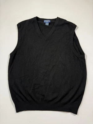 Joseph & Lyman Suéter Chaleco Para Hombres Grande Negro 100% Cachemira Pullover Cuello en V Logo Foto 1 de 4