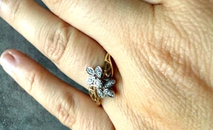 9ct Yellow And White Gold Diamond Flower Cluster Ring 9K Size T Fully Hallmarked - Picture 1 of 14