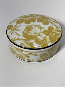 Gucci PORCELAIN HERBARIUM YELLOW SUNSET ROUND Trinket BOX NEW Richard Ginori - Picture 1 of 11