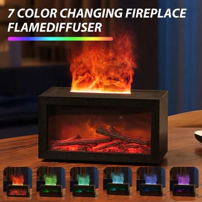 3D Fireplace Essential Oil Diffuser & Humidifier Multi-Color Mood Lighting - Image 1 of 4