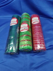 Christmas Mesh 3 Rolls 10.5” Wide 18' Lot Green Red ZZ - Picture 1 of 2