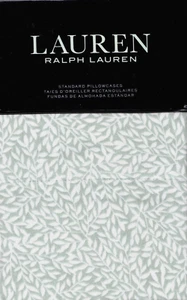 Ralph Lauren 2 Standard Pillowcases Spencer Leaf Sage Green Cottage Sateen TC230 - Picture 1 of 5
